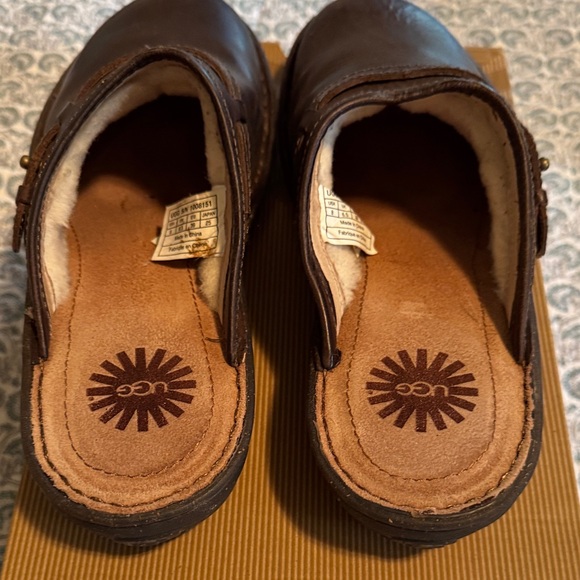 UGG Women's Dark Brown Leather Mules - Picture 3 of 5